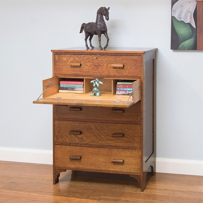 Circa 1940's English oak drop-front chest of drawers - beautiful piece!