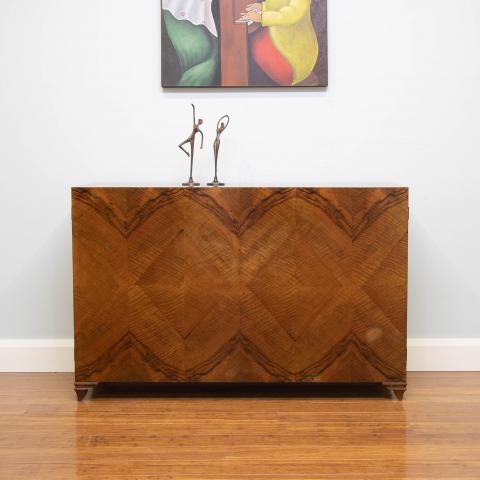 Oyster Walnut timber veneer on this 1920's display cabinet is simply exquisite!
