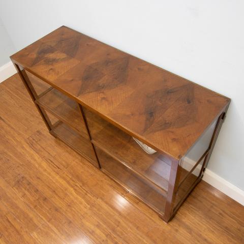 Oyster Walnut timber veneer on this 1920's display cabinet is simply exquisite!